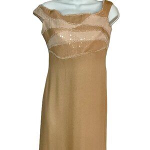 ANGEL SANCHEZ Ivory 100% Silk Beaded Off- Shoulder Asymmetrical Gown-Size 8